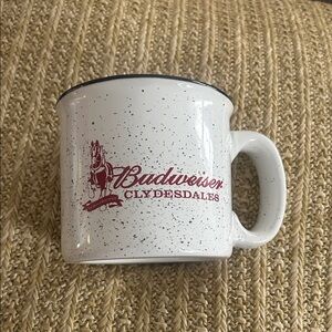 Budweiser Clydesdales Red and White Speckled Mug